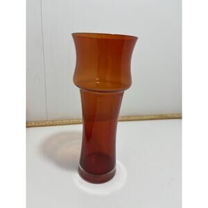 Vintage Mid-Century BLENKO Hour Glass Vase - Tall Orange Art Glass